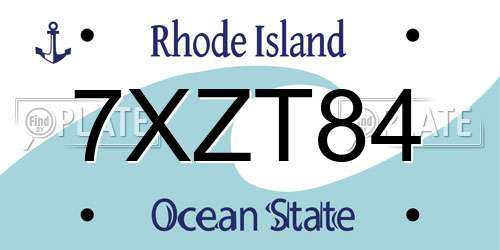 7XZT84 Rhode Island License Plate