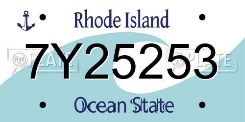 7Y25253 Rhode Island License Plate