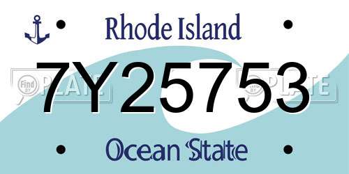 7Y25753 Rhode Island License Plate