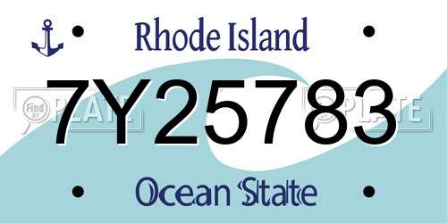 7Y25783 Rhode Island License Plate