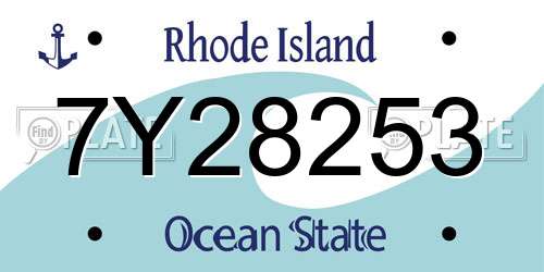 7Y28253 Rhode Island License Plate
