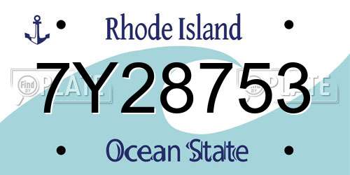 7Y28753 Rhode Island License Plate