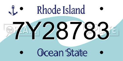 7Y28783 Rhode Island License Plate