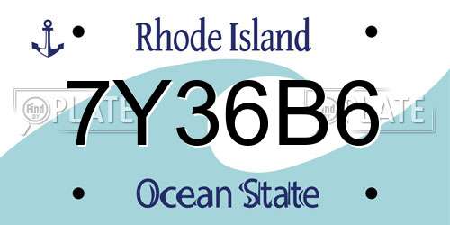 7Y36B6 Rhode Island License Plate