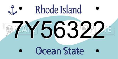 7Y56322 Rhode Island License Plate
