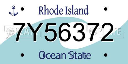 7Y56372 Rhode Island License Plate