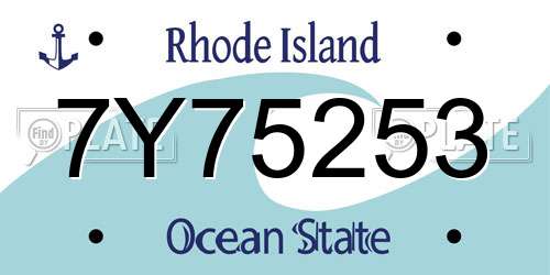 7Y75253 Rhode Island License Plate