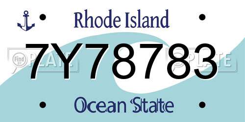 7Y78783 Rhode Island License Plate