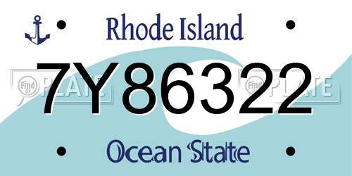 7Y86322 Rhode Island License Plate
