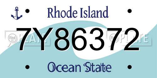 7Y86372 Rhode Island License Plate