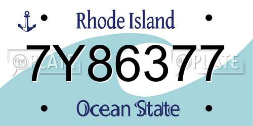 7Y86377 Rhode Island License Plate
