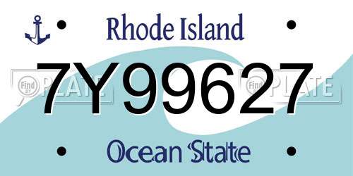 7Y99627 Rhode Island License Plate