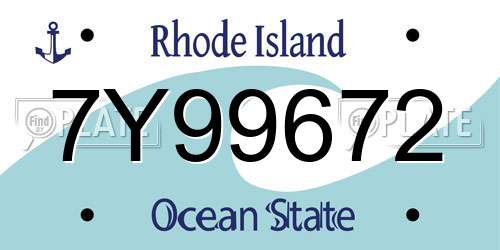 7Y99672 Rhode Island License Plate