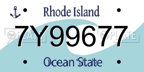 7Y99677 Rhode Island License Plate