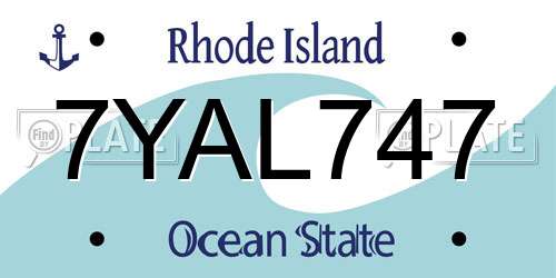 7YAL747 Rhode Island License Plate