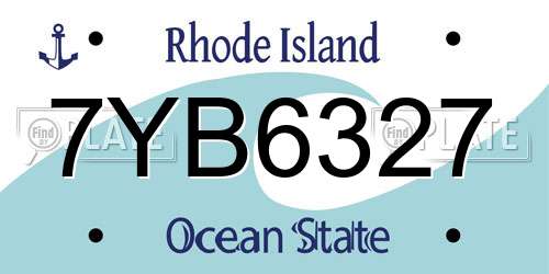 7YB6327 Rhode Island License Plate