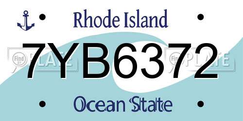 7YB6372 Rhode Island License Plate
