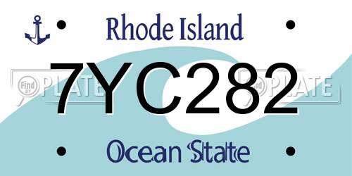 7YC282 Rhode Island License Plate