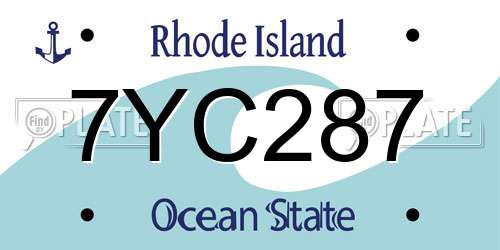 7YC287 Rhode Island License Plate