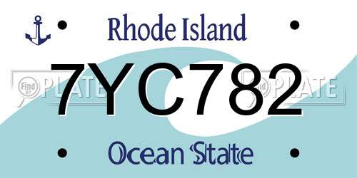 7YC782 Rhode Island License Plate