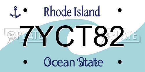 7YCT82 Rhode Island License Plate