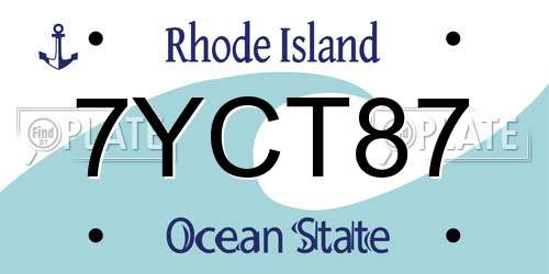 7YCT87 Rhode Island License Plate