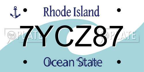 7YCZ87 Rhode Island License Plate