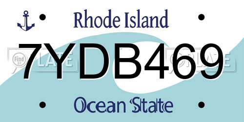 7YDB469 Rhode Island License Plate