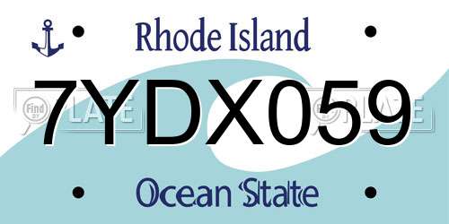 7YDX059 Rhode Island License Plate