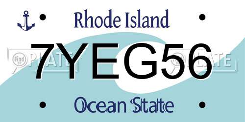 7YEG56 Rhode Island License Plate