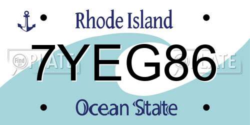 7YEG86 Rhode Island License Plate