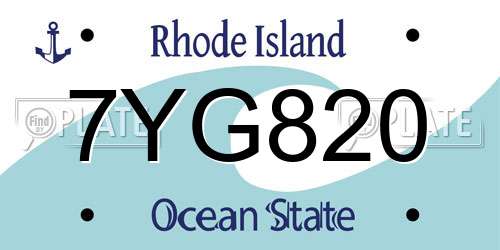 7YG820 Rhode Island License Plate