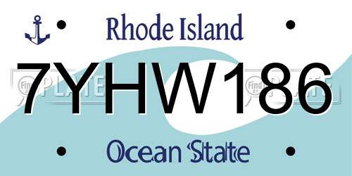 7YHW186 Rhode Island License Plate