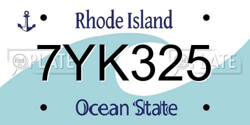 7YK325 Rhode Island License Plate