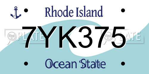 7YK375 Rhode Island License Plate