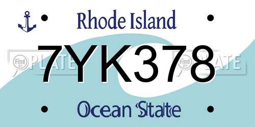 7YK378 Rhode Island License Plate