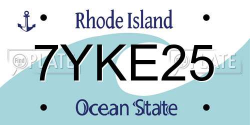7YKE25 Rhode Island License Plate