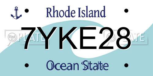 7YKE28 Rhode Island License Plate
