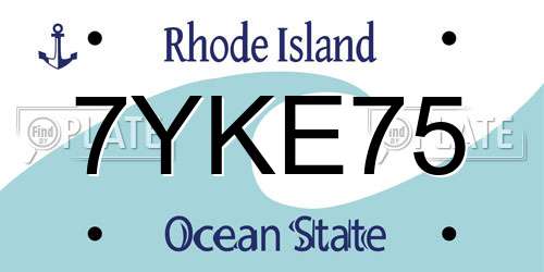 7YKE75 Rhode Island License Plate