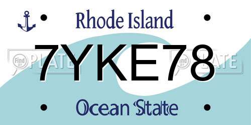 7YKE78 Rhode Island License Plate
