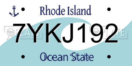7YKJ192 Rhode Island License Plate