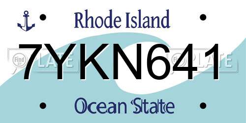 7YKN641 Rhode Island License Plate