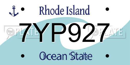 7YP927 Rhode Island License Plate