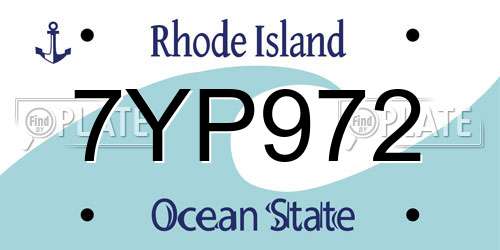 7YP972 Rhode Island License Plate