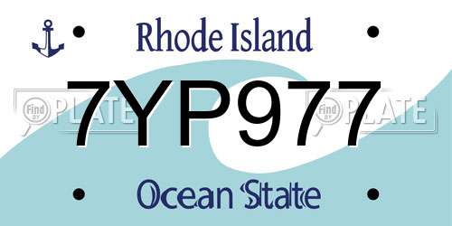 7YP977 Rhode Island License Plate