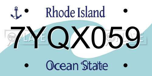 7YQX059 Rhode Island License Plate