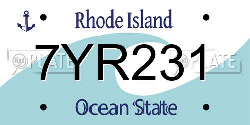 7YR231 Rhode Island License Plate
