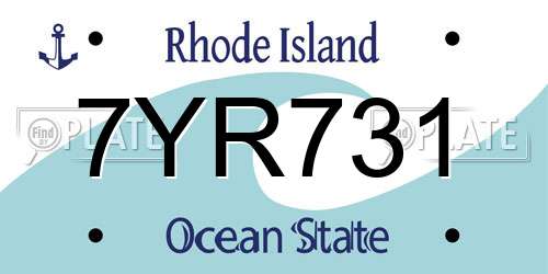 7YR731 Rhode Island License Plate