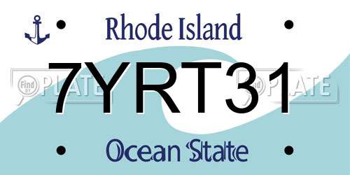 7YRT31 Rhode Island License Plate