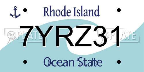 7YRZ31 Rhode Island License Plate